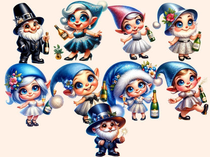 New Year's Gnomes Clipart 2024 gnome art - Wonders Artist