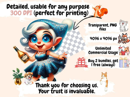 New Year's Gnomes Clipart 2024 gnome art - Wonders Artist