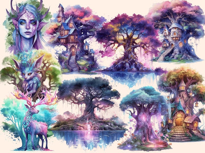 Nighforest Fairies Watercolor Clipart fairies clipart - Wonders Artist