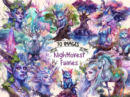 Nighforest Fairies Watercolor Clipart fairies clipart - Wonders Artist