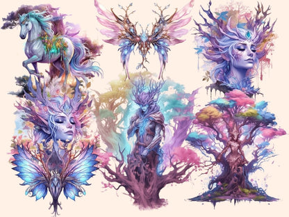 Nighforest Fairies Watercolor Clipart fairies clipart - Wonders Artist