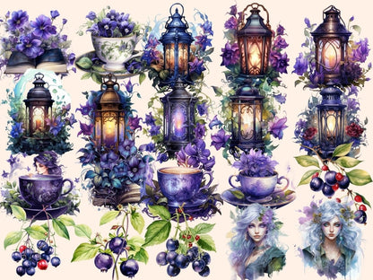 Nightshade Watercolor Clipart bewitching clipart - Wonders Artist