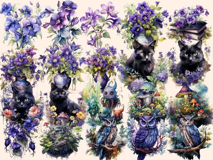 Nightshade Watercolor Clipart bewitching clipart - Wonders Artist