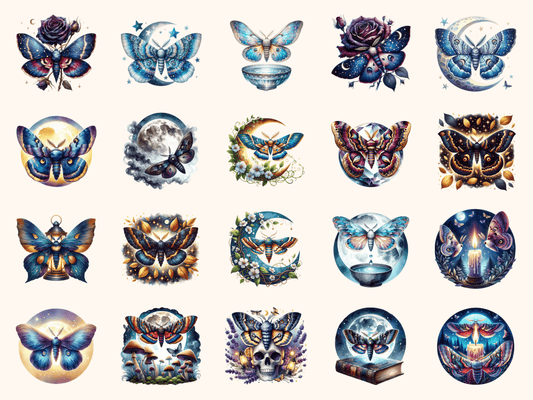 Nocturne Moths Clipart