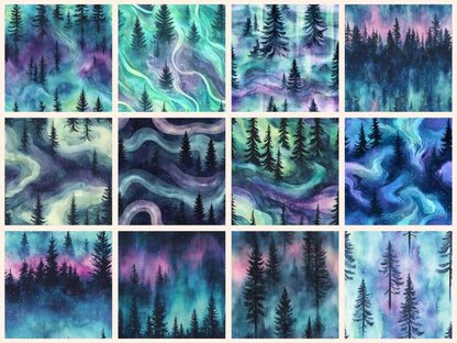 Northern Lights Seamless Digital Paper Arctic Glow Seamless - Wonders Artist