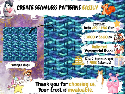 Northern Lights Seamless Digital Paper Arctic Glow Seamless - Wonders Artist