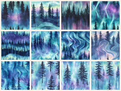 Northern Lights Seamless Digital Paper Arctic Glow Seamless - Wonders Artist