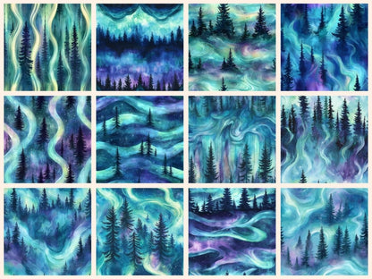 Northern Lights Seamless Digital Paper Arctic Glow Seamless - Wonders Artist