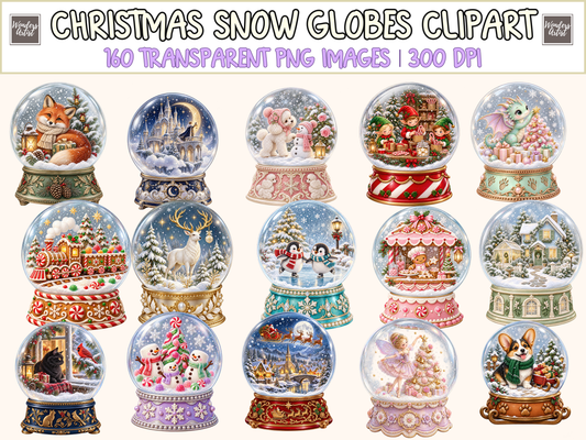 Christmas Snow Globes Clipart bundle cover
