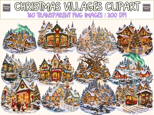 Christmas Villages Clipart bundle cover