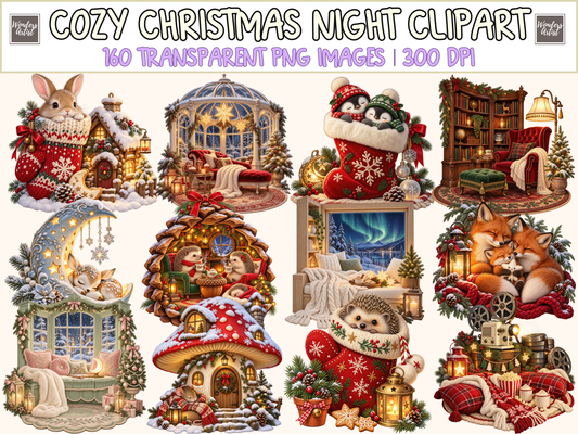 Cozy Christmas Night Clipart bundle cover
