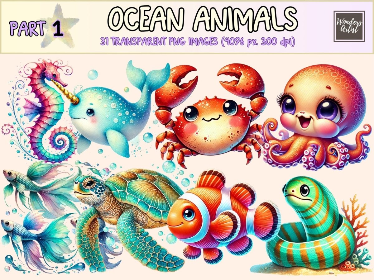 Ocean Animals Clipart animals clipart new bundles all new mini - WondersArtist