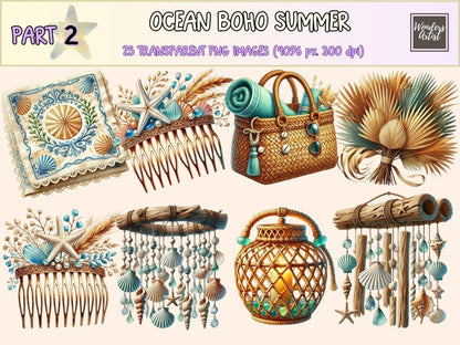 Ocean Boho Summer (P2) Clipart beach boho png - Wonders Artist