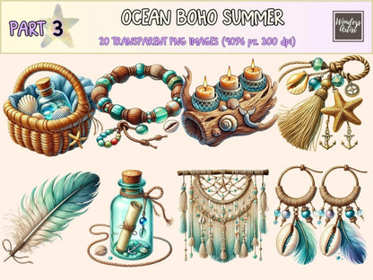Ocean Boho Summer (P3) Clipart beach boho png - Wonders Artist