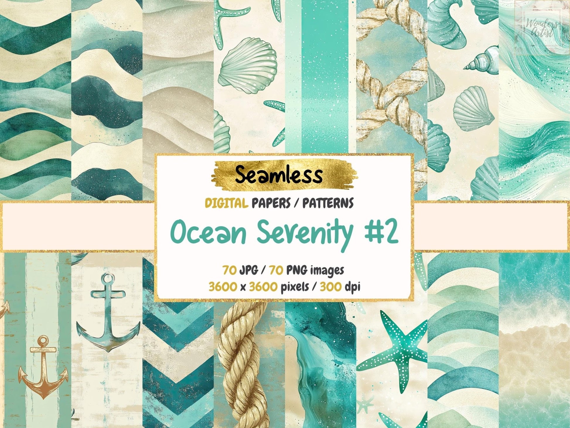 Ocean Serenity #2 Seamless Digital Paper - High - Quality Instant Digital Download for Creative Projects