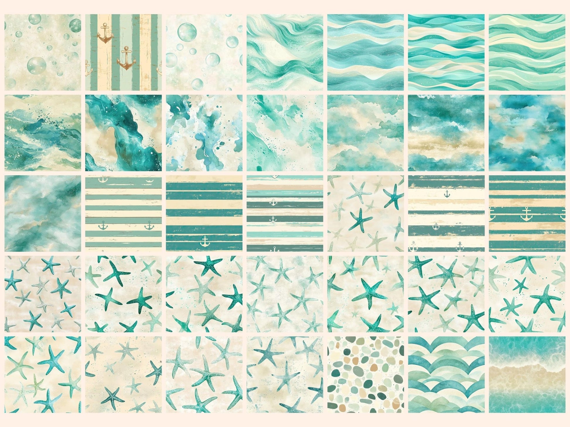 Ocean Serenity #2 Seamless Digital Paper - High - Quality Instant Digital Download for Creative Projects