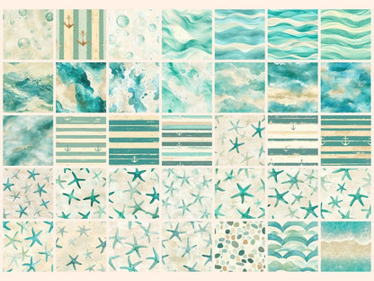 Ocean Serenity #2 Seamless Digital Paper Beach Serenity Print - Wonders Artist