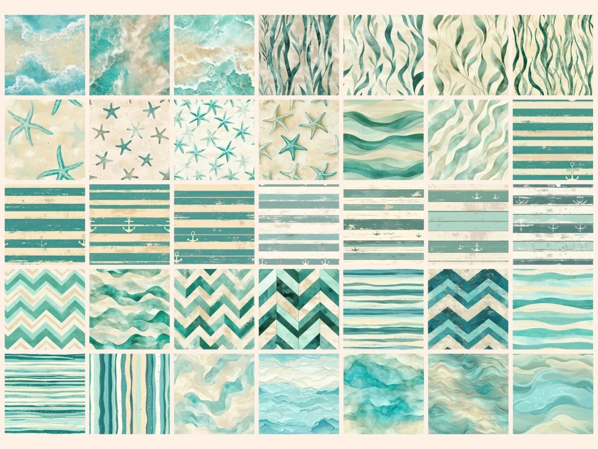 Ocean Serenity Seamless Digital Paper Beach Serenity Print - Wonders Artist