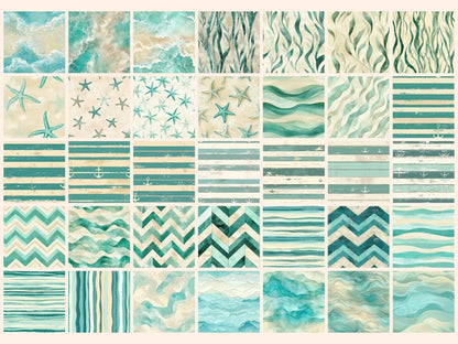 Ocean Serenity Seamless Digital Paper Beach Serenity Print - Wonders Artist