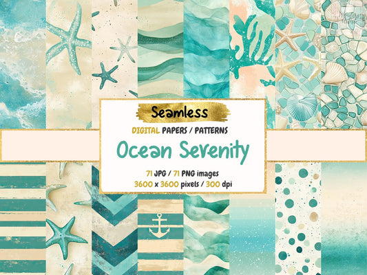 Ocean Serenity Seamless Digital Paper - High - Quality Instant Digital Download for Creative Projects