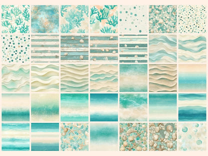 Ocean Serenity Seamless Digital Paper Beach Serenity Print - Wonders Artist