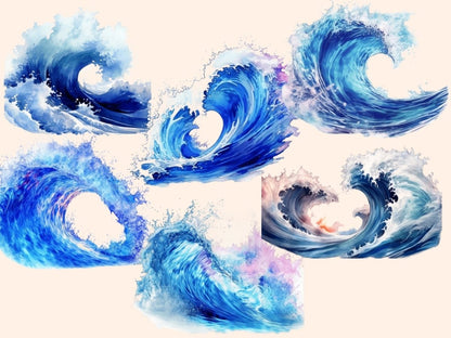 Ocean Waves Watercolor Clipart ocean clipart - Wonders Artist