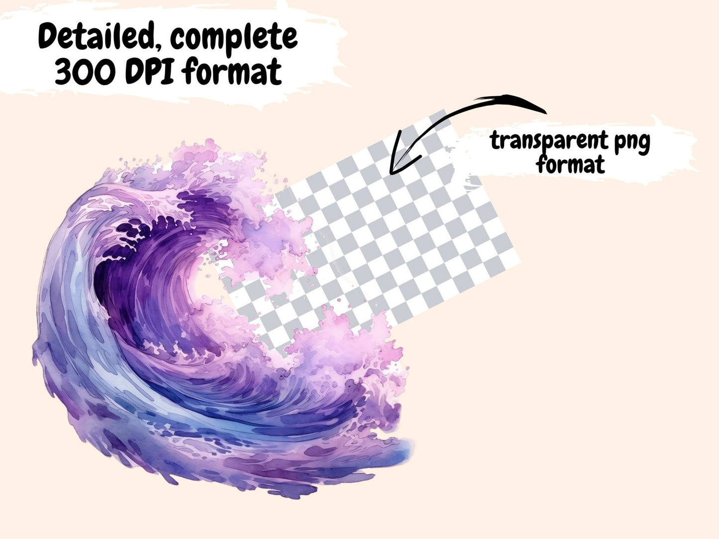 Ocean Waves Watercolor Clipart - High - Quality Instant Digital Download for Creative Projects