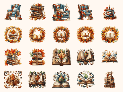 Old Library Fall Clipart All Bundles Clipart Line Art - WondersArtist