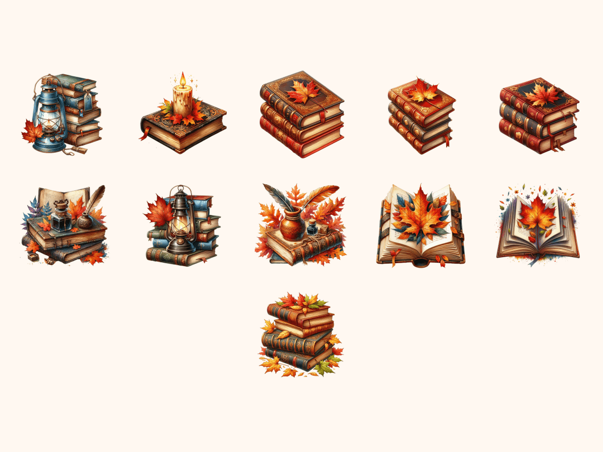 Old Library Fall Clipart All Bundles Clipart Line Art - WondersArtist