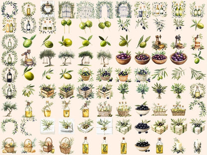 Olives Watercolor Clipart Green Olive Clipart - Wonders Artist