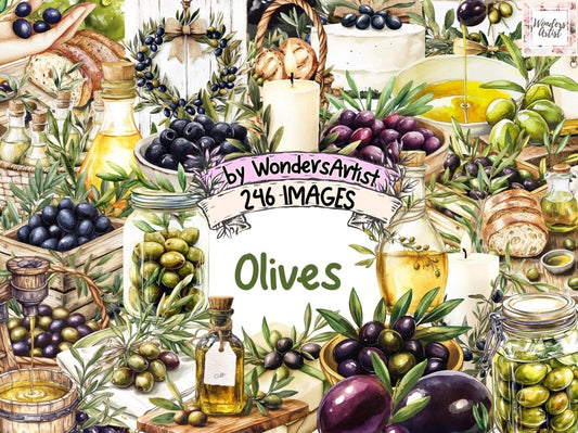 Olives Watercolor Clipart Green Olive Clipart - Wonders Artist