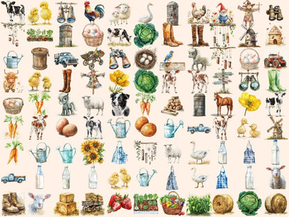 On the Farm Watercolor Clipart Agricultural Clipart - Wonders Artist