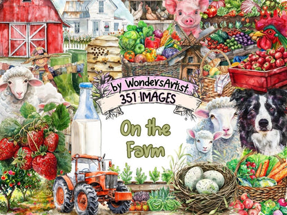 On the Farm Watercolor Clipart Agricultural Clipart - Wonders Artist