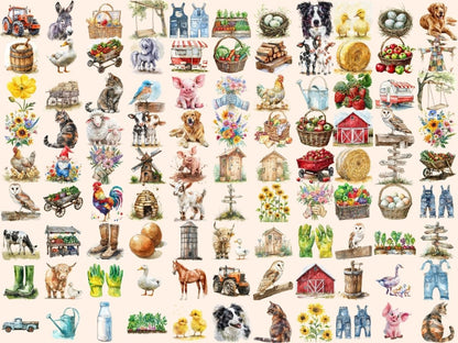 On the Farm Watercolor Clipart Agricultural Clipart - Wonders Artist