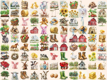 On the Farm Watercolor Clipart Agricultural Clipart - Wonders Artist