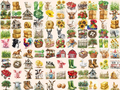 On the Farm Watercolor Clipart Agricultural Clipart - Wonders Artist