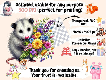 Opossum Clipart Animal Clipart - Wonders Artist