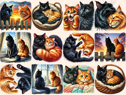 Orange & Black Cats Clipart black cat png - Wonders Artist