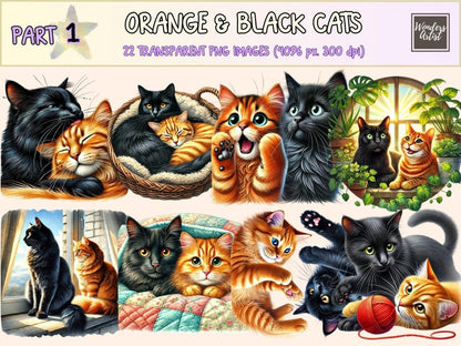 Orange & Black Cats Clipart black cat png - Wonders Artist