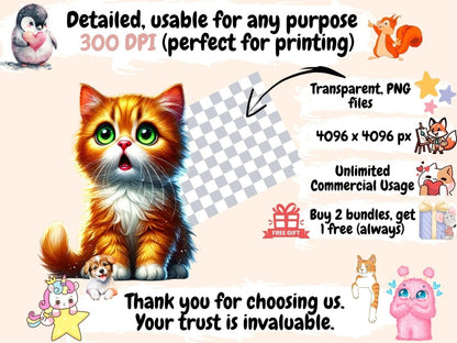 Orange Cats Clipart cat decor - Wonders Artist