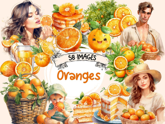 Oranges Watercolor Clipart - High - Quality Instant Digital Download for Creative Projects