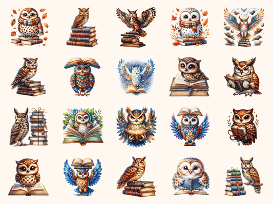 Owls & Books Clipart