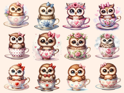 Owls in Cups Clipart Cup clip art - Wonders Artist