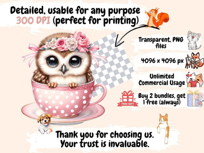 Owls in Cups Clipart Cup clip art - Wonders Artist