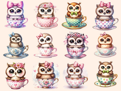 Owls in Cups Clipart Cup clip art - Wonders Artist