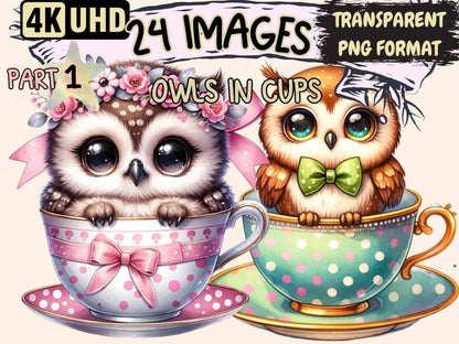 Owls in Cups Clipart Cup clip art - Wonders Artist