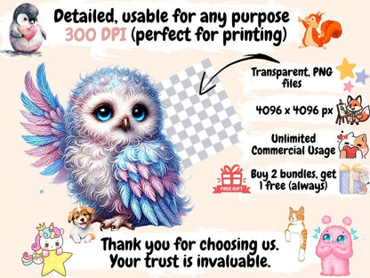 Owls (P4) Clipart bird decor - Wonders Artist