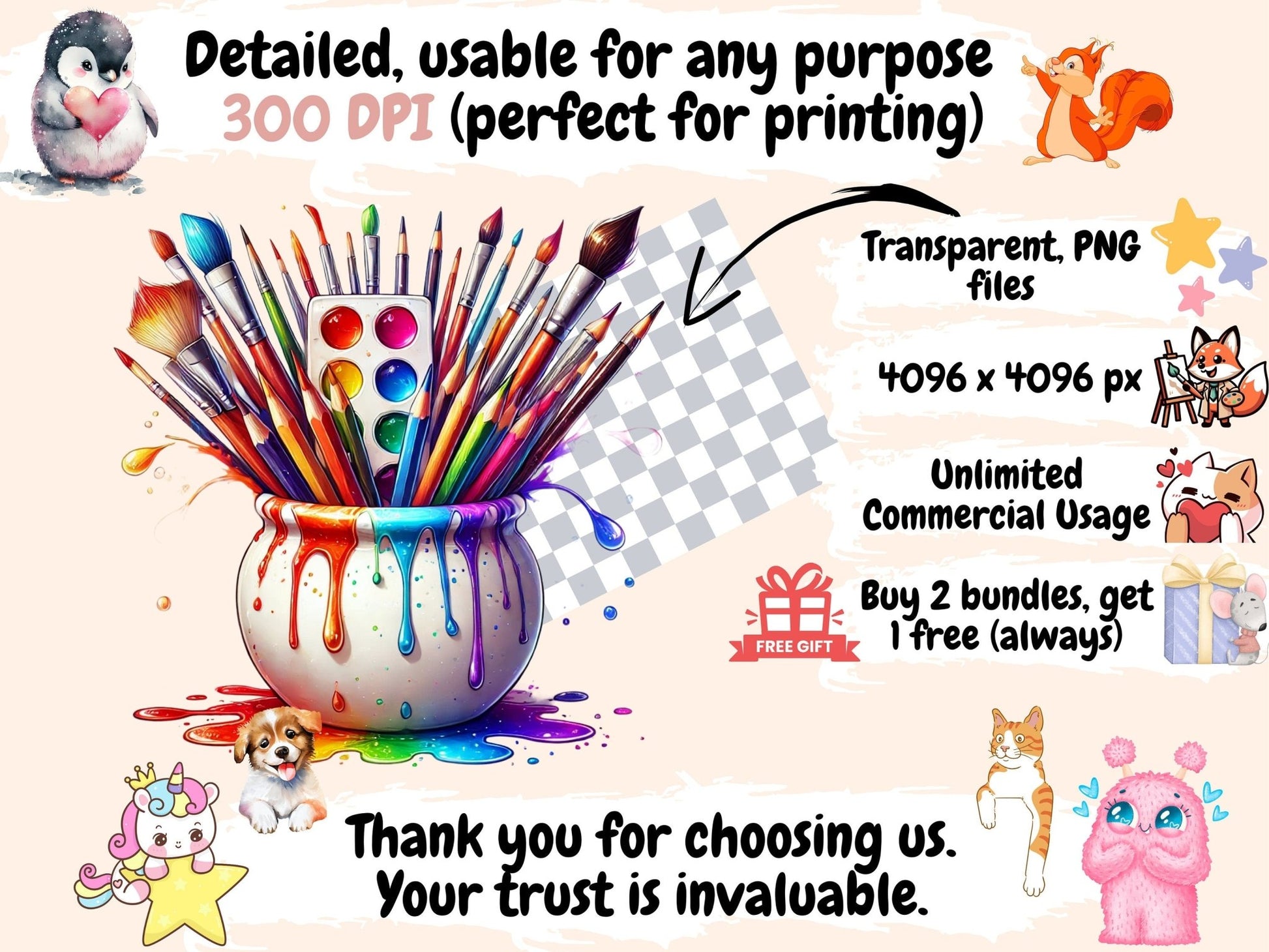 Painter's Supplies Clipart - High - Quality Instant Digital Download for Creative Projects