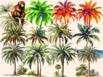 Palm Trees Watercolor Clipart beach clipart - Wonders Artist