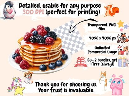 Pancakes Watercolor Clipart Breakfast Clipart - Wonders Artist
